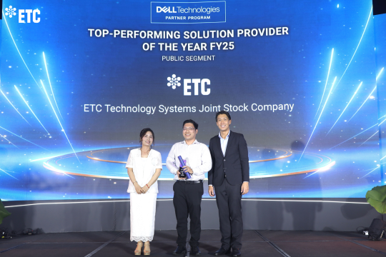 ETC nhận giải thưởng "TOP-PERFORMING SOLUTION PROVIDER OF THE YEAR FY25 - PUBLIC SEGMENT" của DELL TECHNOLOGIES Việt Nam