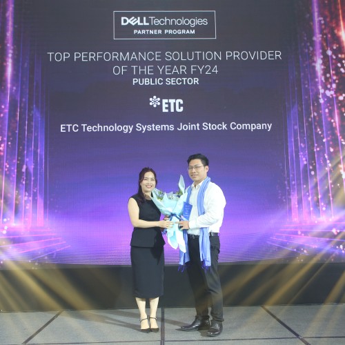 ETC is honored to receive "Top performance solution provider of the year FY24 Public Sector" Award from Dell Technology